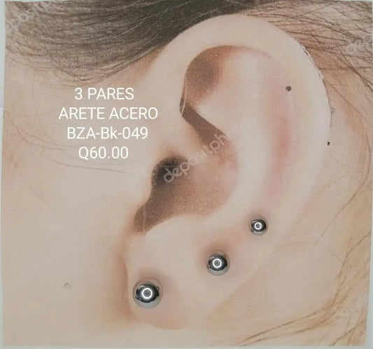 ARETES ACERO BZA-BK-049 Lalú Joyas