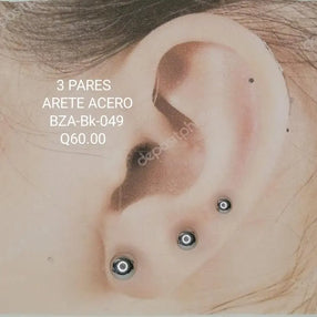 ARETES ACERO BZA-BK-049 Lalú Joyas