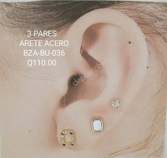 ARETES ACERO BZA BU 036 Lalú Joyas