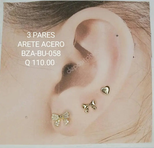 ARETES ACERO BZA BU 058 Lalú Joyas