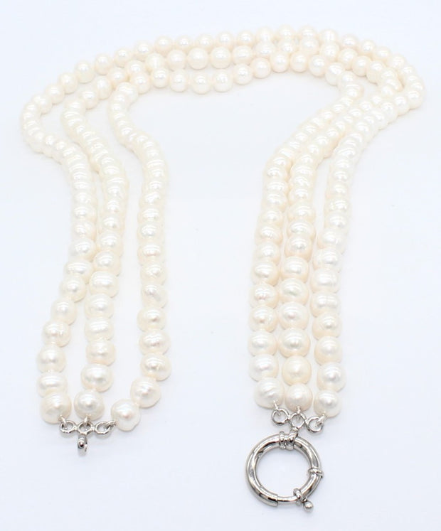 COLLAR PERLA CON BROCHE PLATA COPERVG83