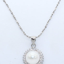 CADENA PLATA CON DIJE PERLA COPERVG95