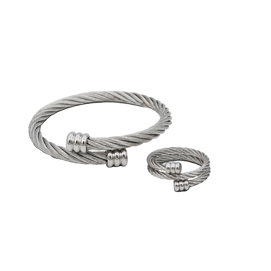 SET PULSERA Y ANILLO ACERO SZGSS094
