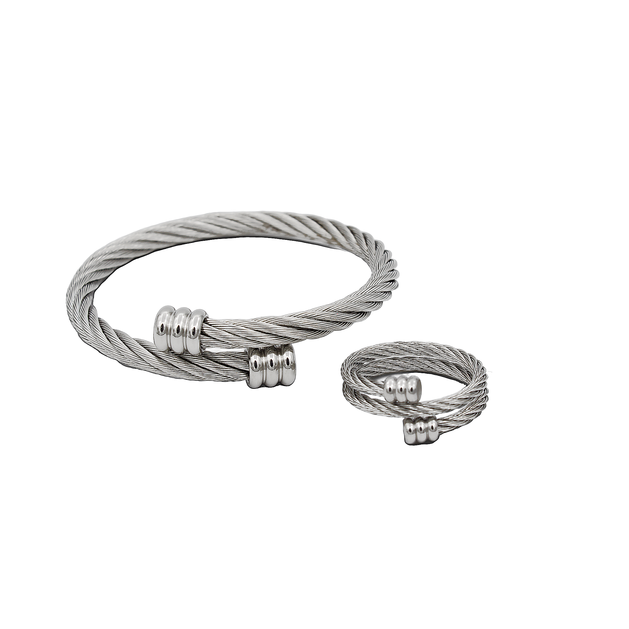 SET PULSERA Y ANILLO ACERO SZGSS094