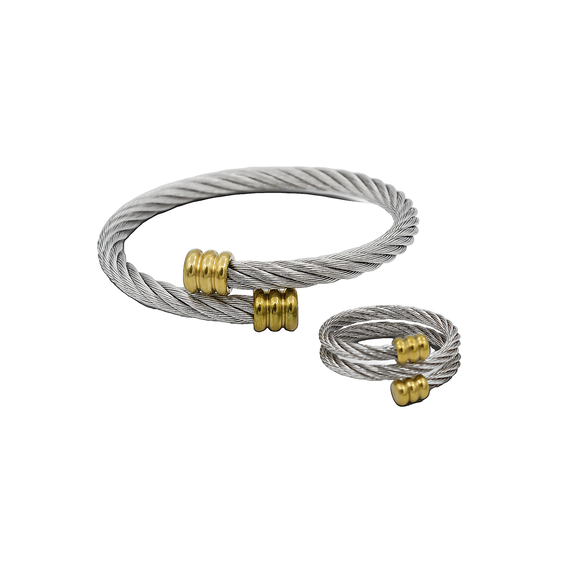 SET PULSERA Y ANILLO ACERO SZGSS094